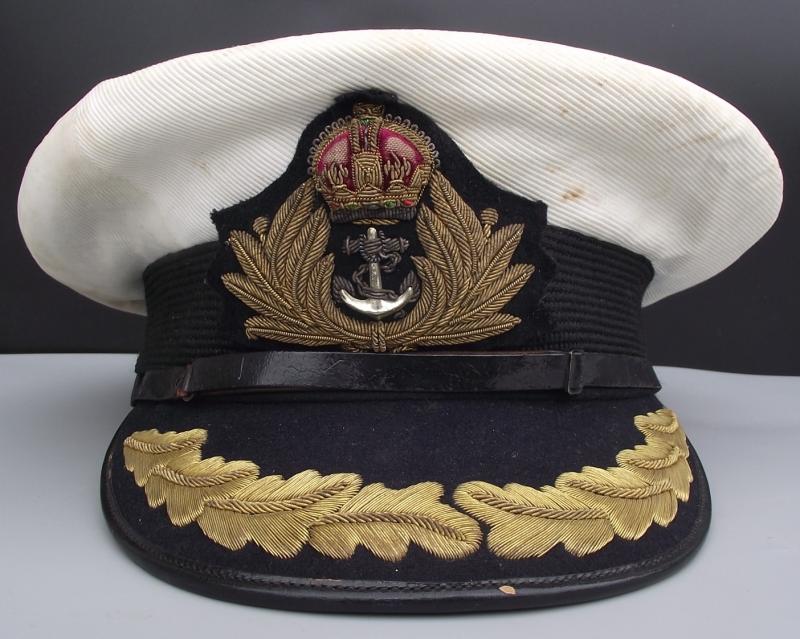 WW2 Royal Navy Captains Blue Cap and White Top.