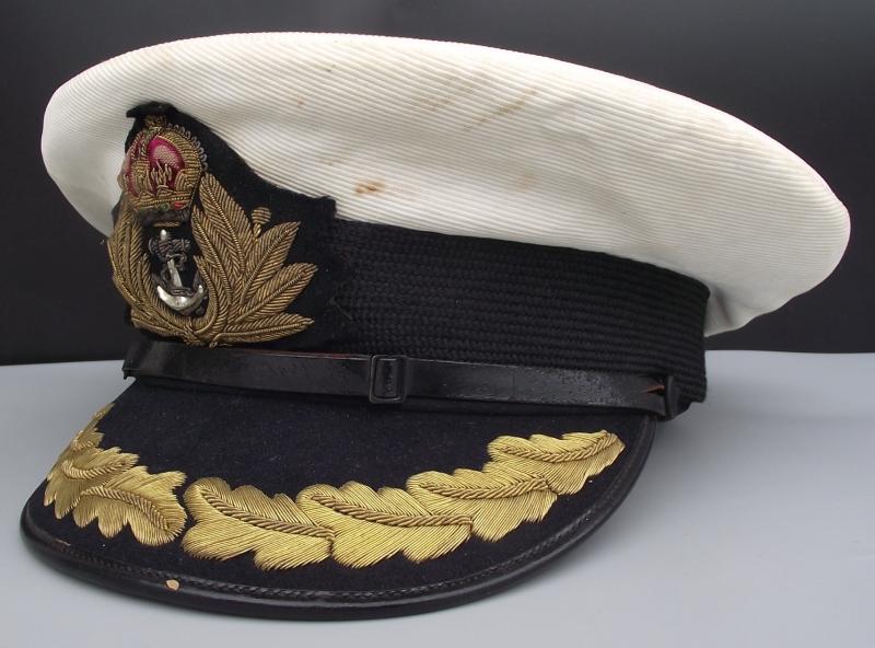 WW2 Royal Navy Captains Blue Cap and White Top.