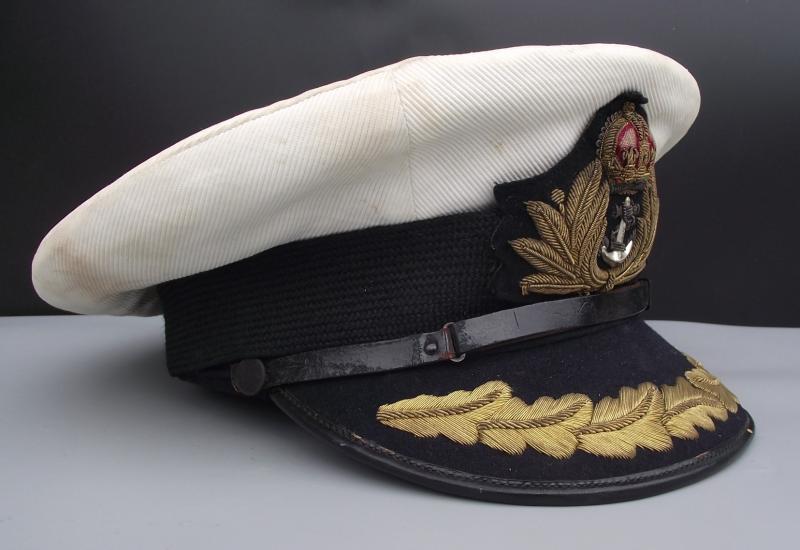 WW2 Royal Navy Captains Blue Cap and White Top.