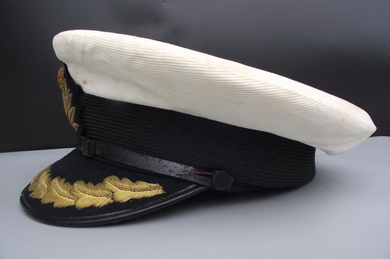 WW2 Royal Navy Captains Blue Cap and White Top.
