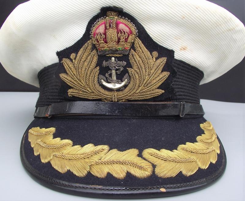 WW2 Royal Navy Captains Blue Cap and White Top.