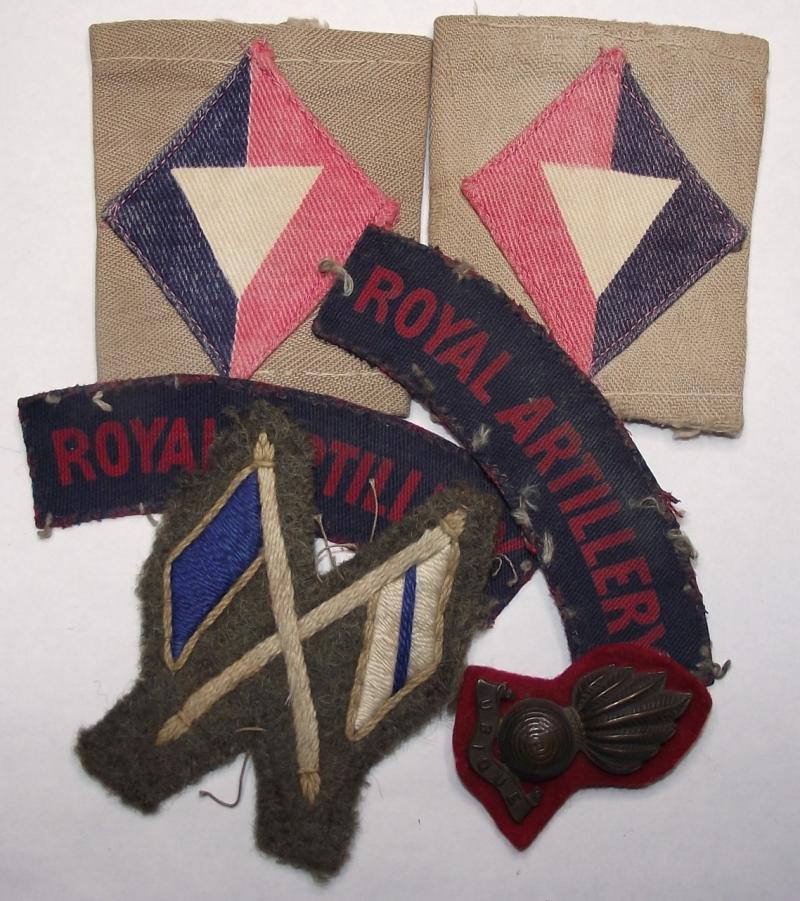 WW2 British Royal Artillery Insignia Group.