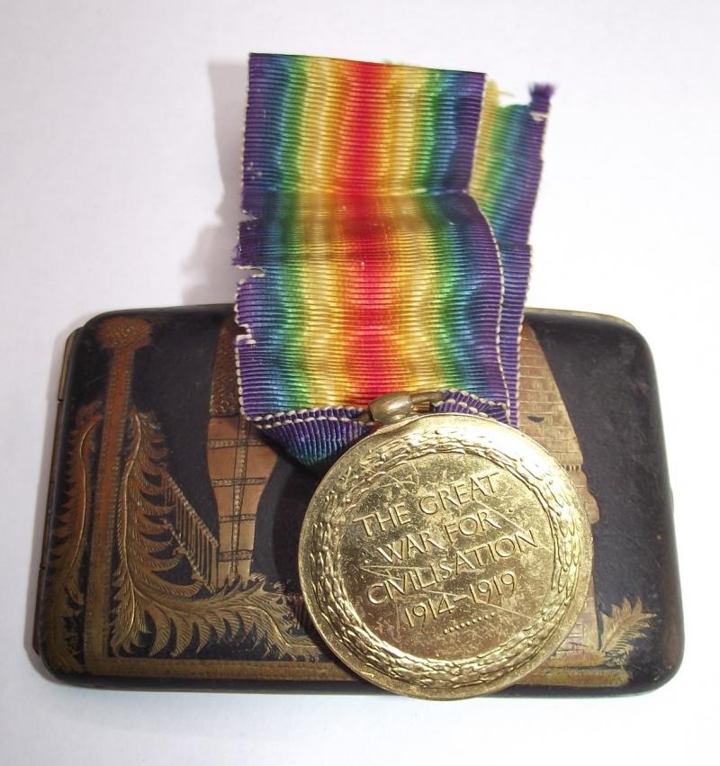 Dorset Yeomanry Victory Medal and Souvenir Egypt Cigarette Case.