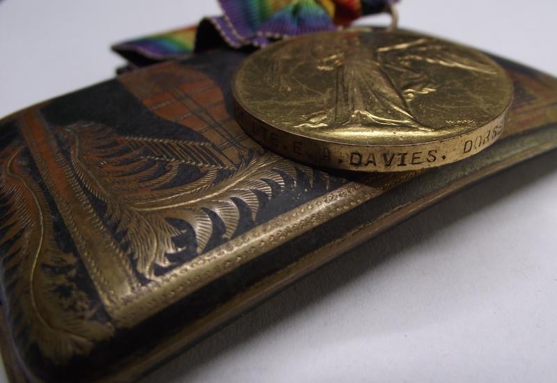 Dorset Yeomanry Victory Medal and Souvenir Egypt Cigarette Case.