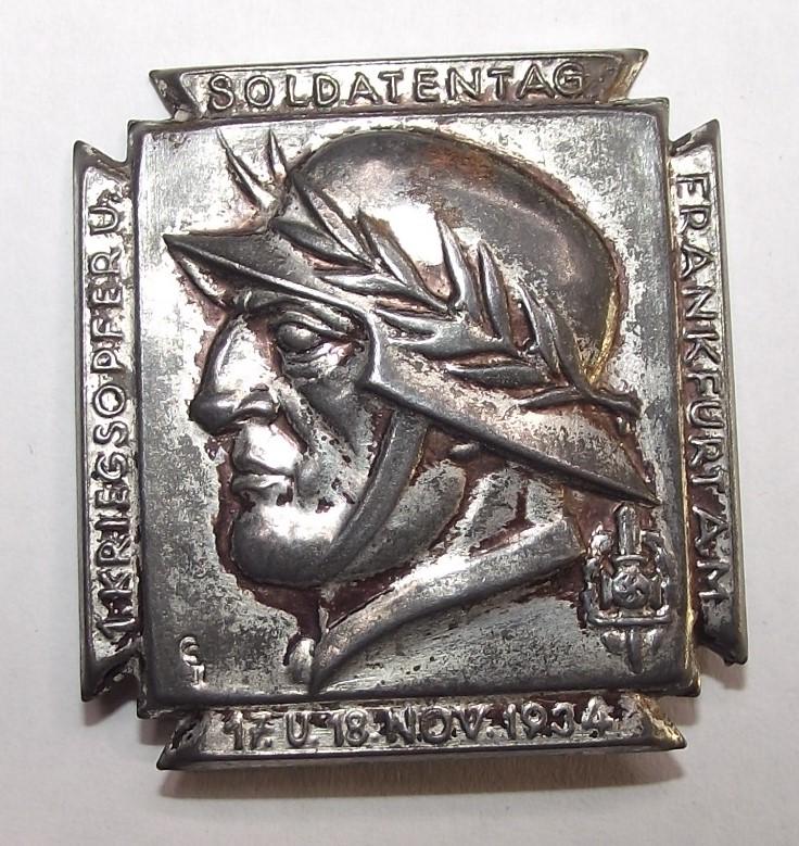 NSKVO Event Badge/Tinnie. Soldatentag, Frankfurt, 1934.