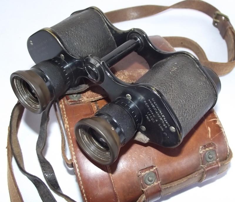 British Named 1918 Dated Binoculars and Matching Case.