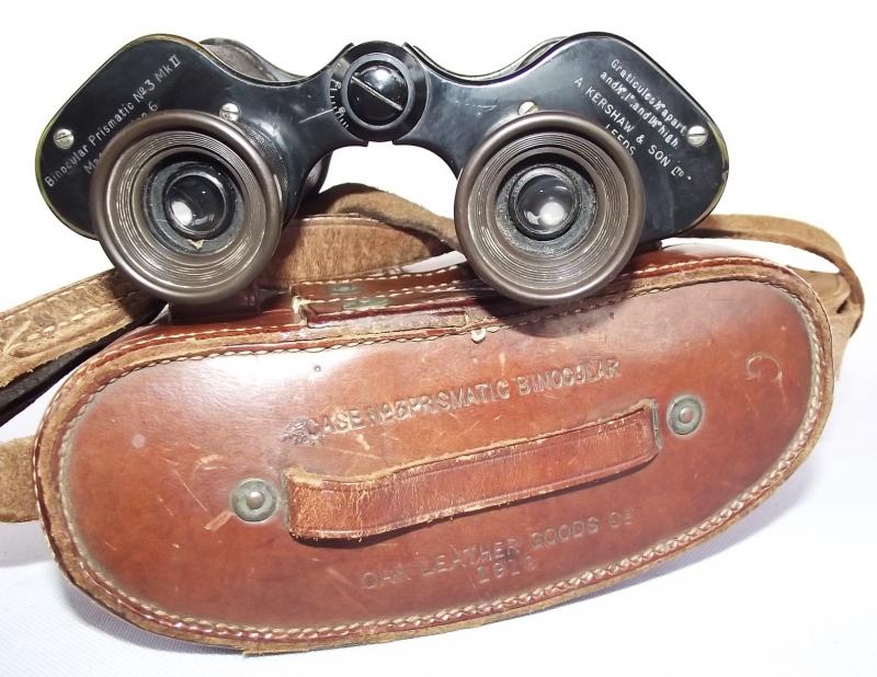 British Named 1918 Dated Binoculars and Matching Case.
