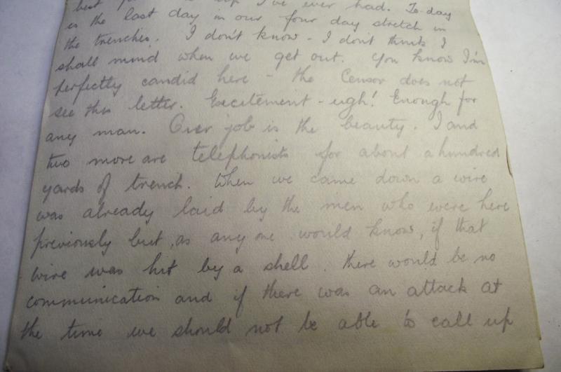 Candid WW1 Letter Home. 1/6 South Staffs, France 1915.