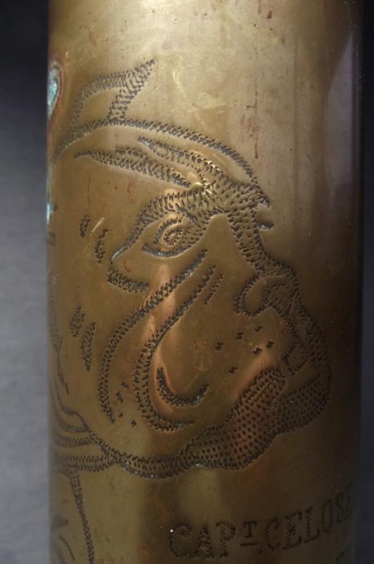 WW1 Bulldog Trench Art Shell Case. Captain C.E.Loseby, 1st Lancashire Fusiliers, Politician and Member of Parliment.