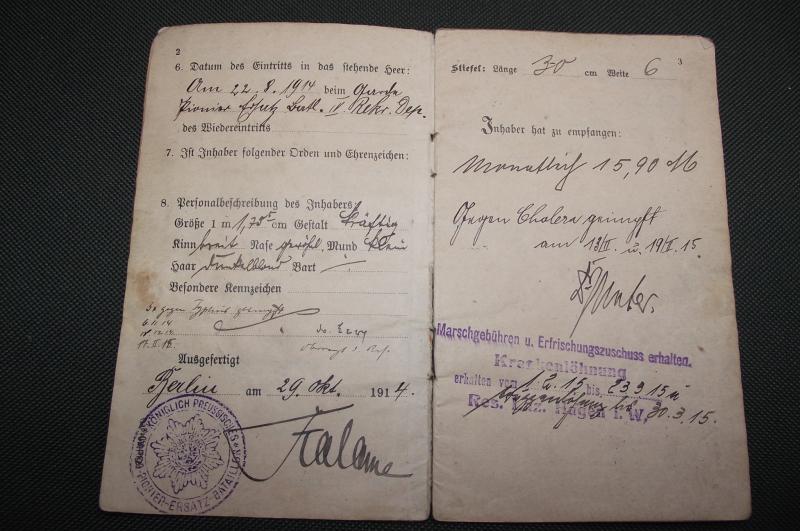 WW1 German Army Soldbuch. Garde-Pionier-Ersatz-Batailion.