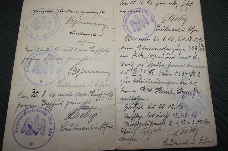 WW1 German Army Soldbuch. Garde-Pionier-Ersatz-Batailion.