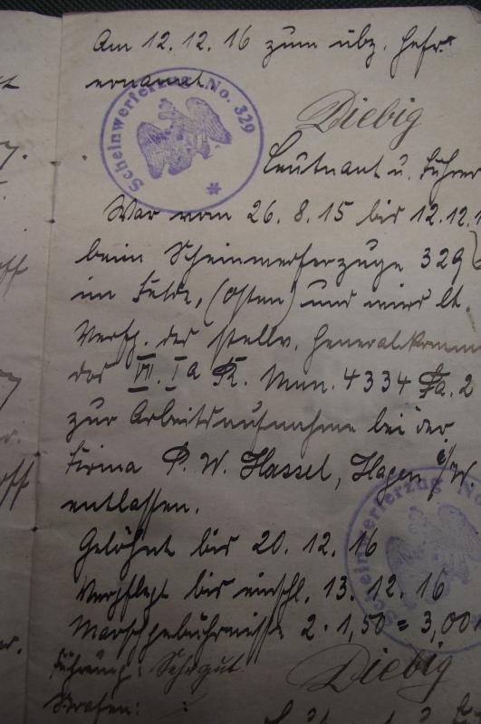 WW1 German Army Soldbuch. Garde-Pionier-Ersatz-Batailion.