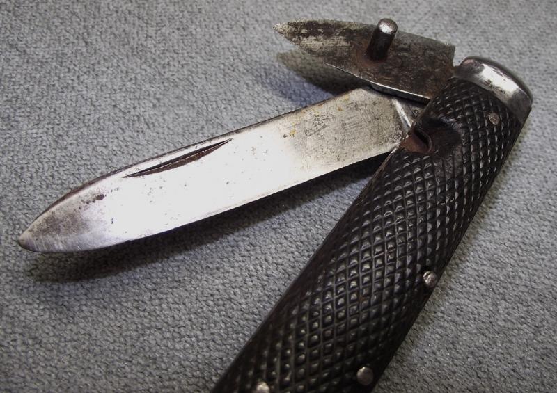 British Clasp Knife with Marlin Spike and Tin Opener.