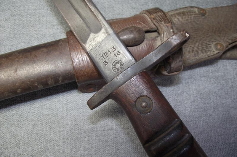 1913 Pattern Bayonet, 1916 Dated, with 1914 Pattern Leather Frog.