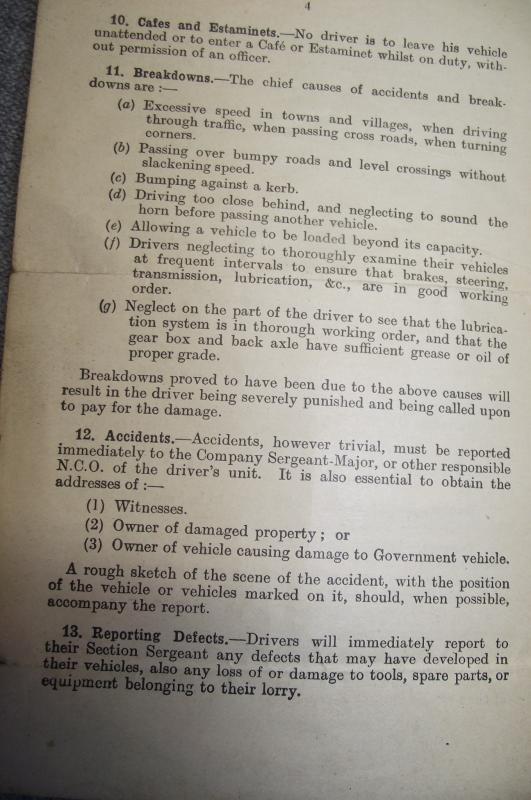 WW1 ASC Mechanical Transport Units Drivers Orders and Letter of Thanks for Service Served.