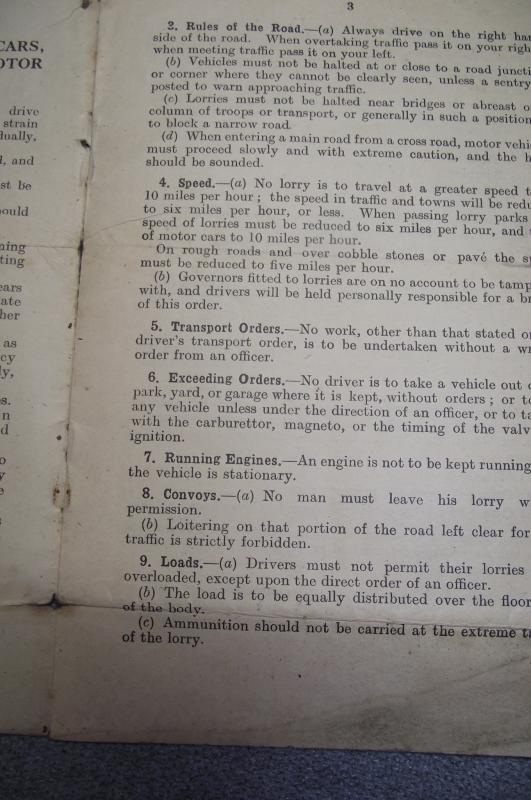 WW1 ASC Mechanical Transport Units Drivers Orders and Letter of Thanks for Service Served.