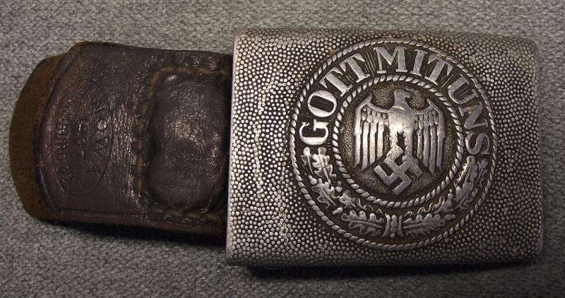 Heer Aluminium Belt Buckle and Leather Tab. Nowa-1937.
