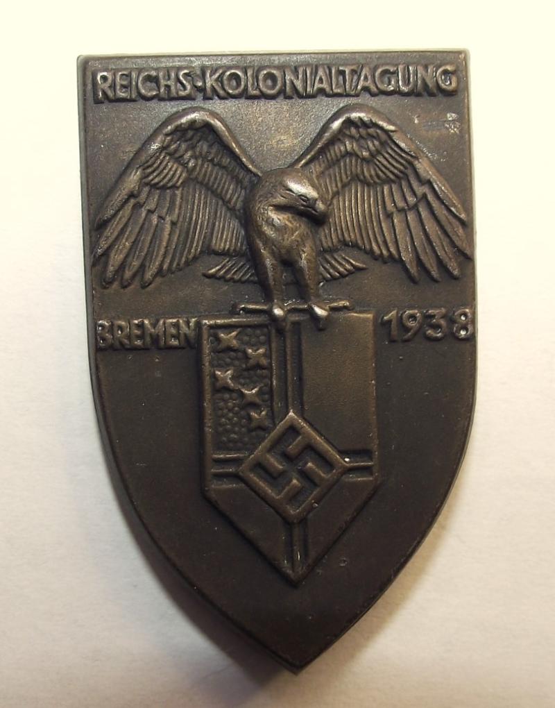 Event Badge/Tinnie. Reichs-Kolonialtagung, Bremen, 1938.