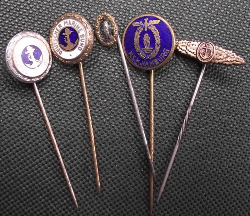5 X Kriegsmarine Veteran Stick Pins.