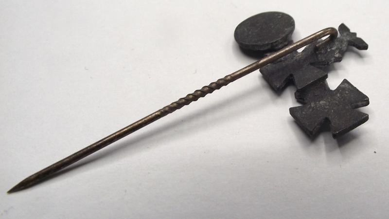 WW2 German Stick Pin. 1914 Iron Cross 2nd Class and 2nd Class Spange, 1939.