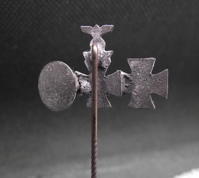 WW2 German Stick Pin. 1914 Iron Cross 2nd Class and 2nd Class Spange, 1939.