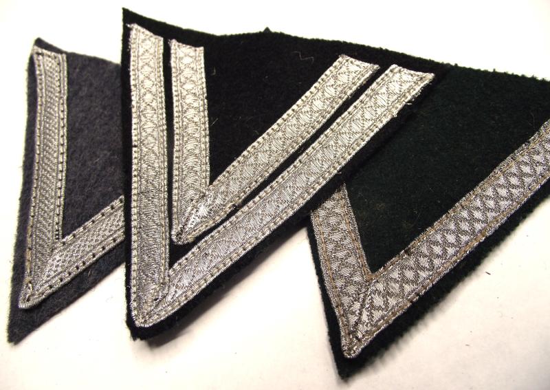 3 X WW2 German Military Cloth Rank Chevrons. SS/Heer/Luftwaffe.