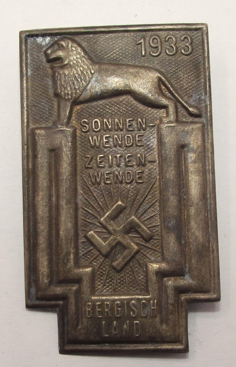 Sonnenwende- Zeitenwende Event Badge/Tinnie. Bergisch Land. 1933.