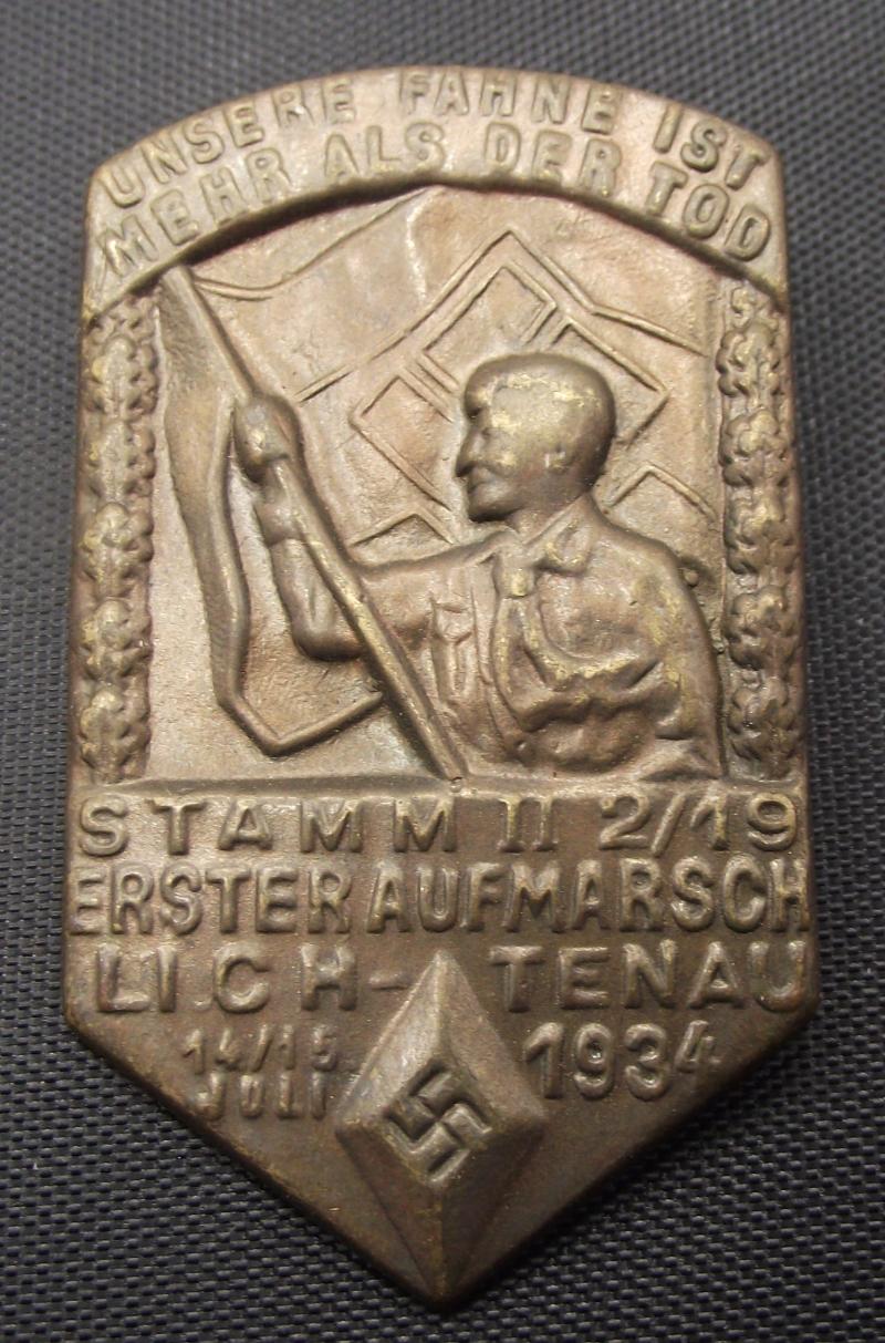 Hitler Youth Tinne/ Event Badge. Erster Aufmarsch, Stamm II 2/19. 1934.
