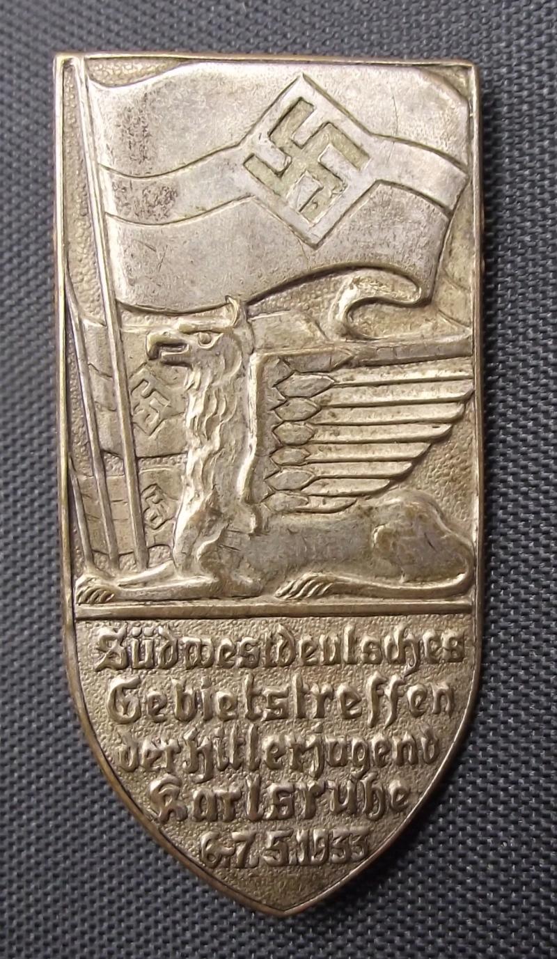 Hitler Youth Tinne/ Event Badge.Gebietstreffen, Karlsruhe, 1933. 1933.