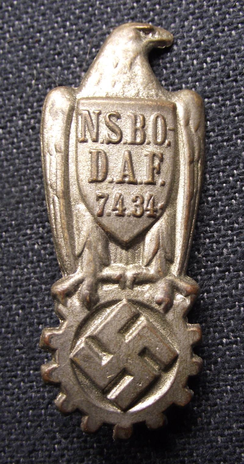 N.S.B.O.-D.A.F. Event Badge/Tinnie. 1934.