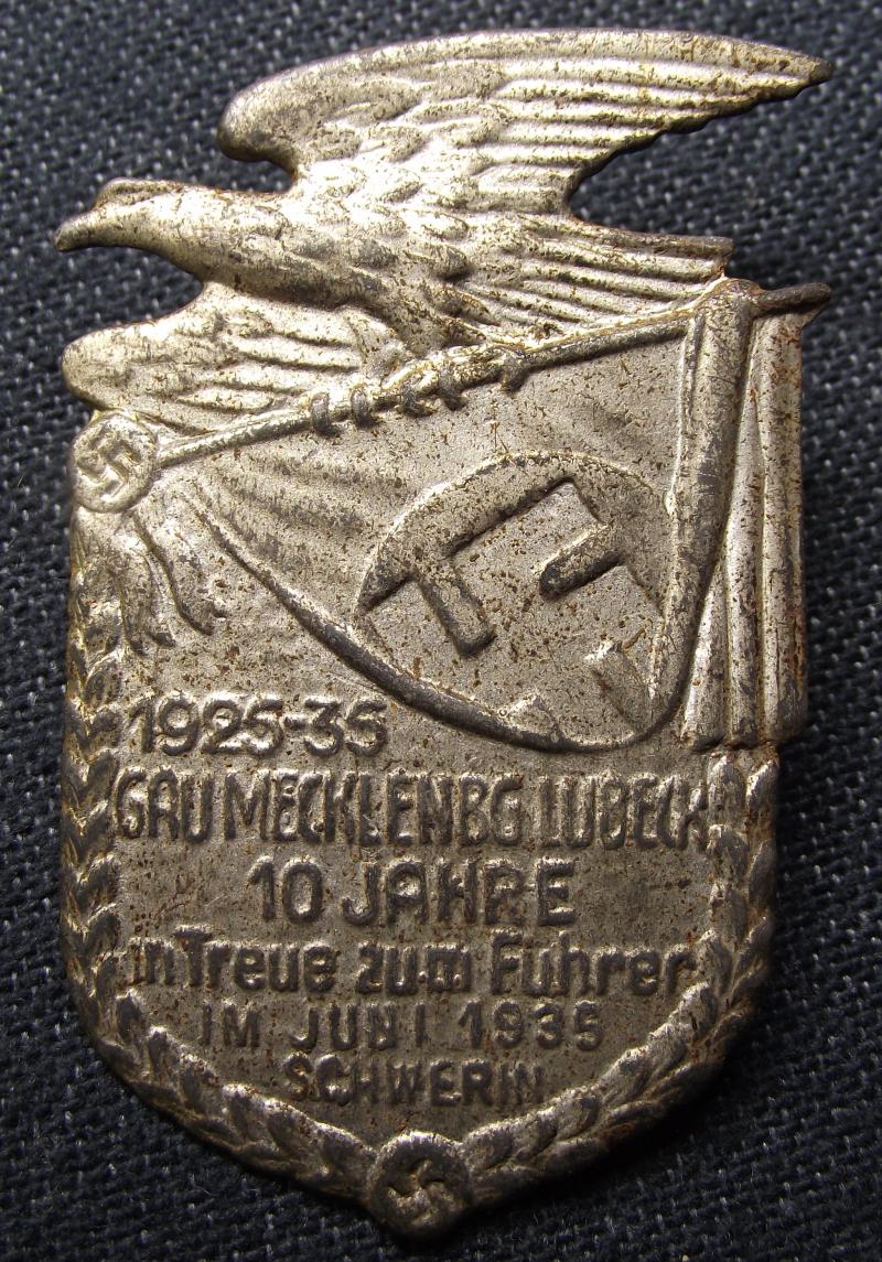 NSDAP Event Badge/Tinnie. Gau Meckleberg Lubeck, 1935.