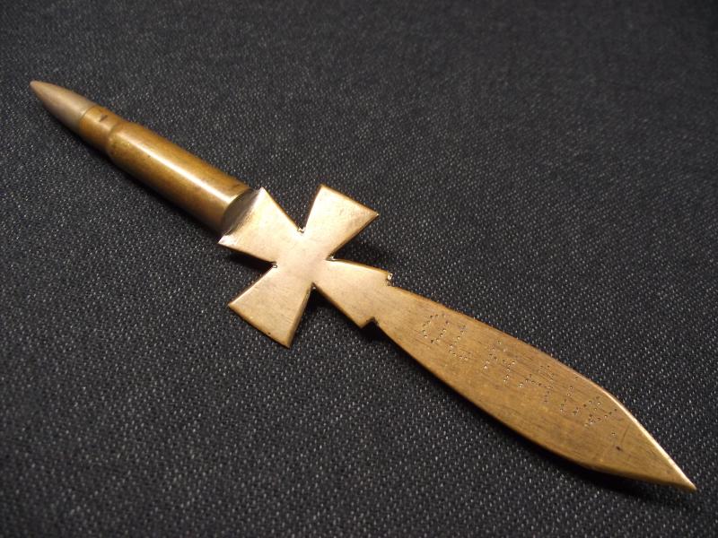 WW1 Bullet Souvenir Letter Opener. POW .