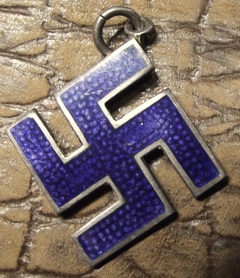 1930's British Silver and Enamel Swastika Pendant.