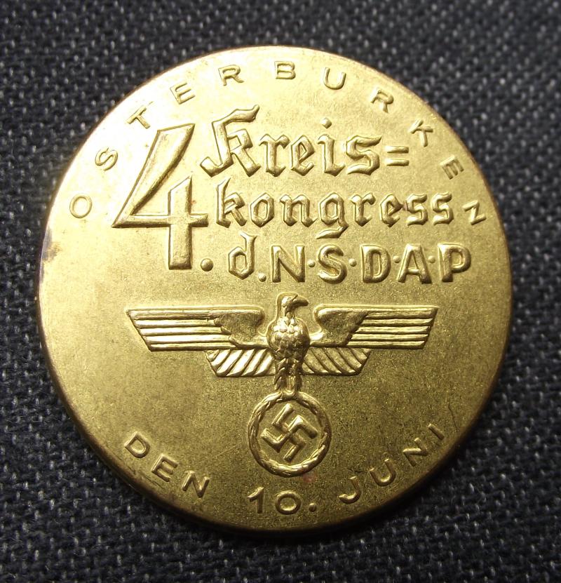 NSDAP Event Badge/Tinnie. 4 Kreis-Kongress, Osterburken.