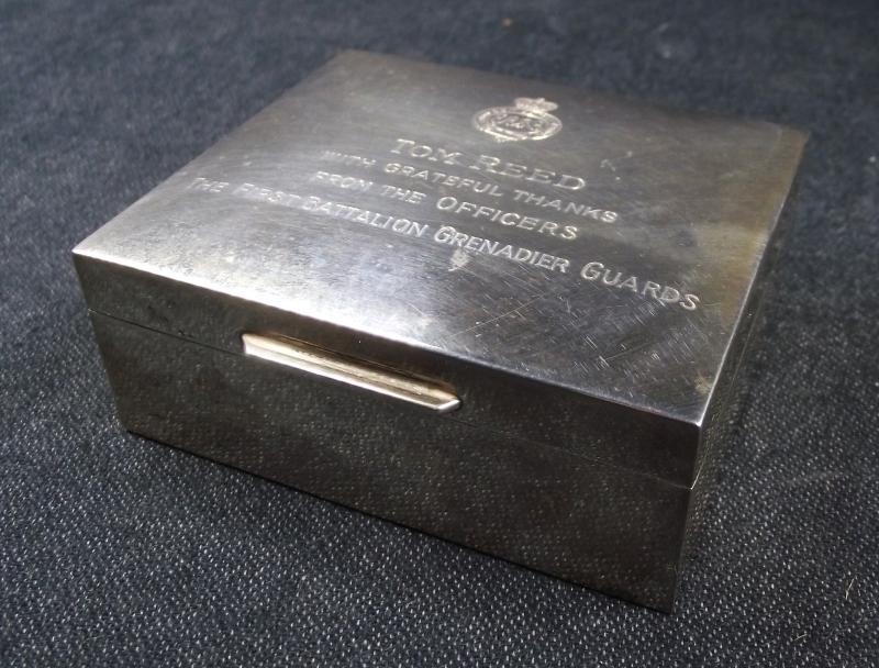 Silver Cigarette Case. Present from The First Battalion Grenadier Guards.