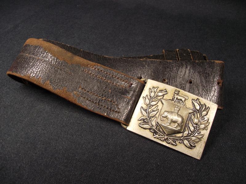 Vintage Police Buckle and Leather Belt.