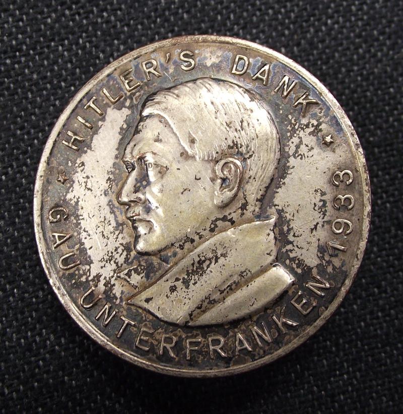 Hitler's Dank Event Badge/Tinnie. Gau Unterfranken,  1933.