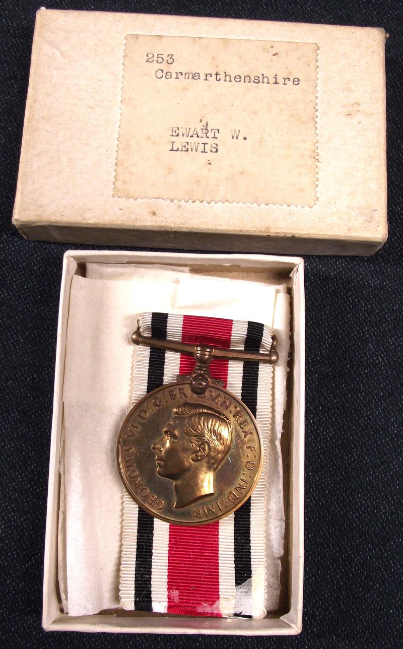 Boxed Police Special Constabulary Medal, Camarthenshire.