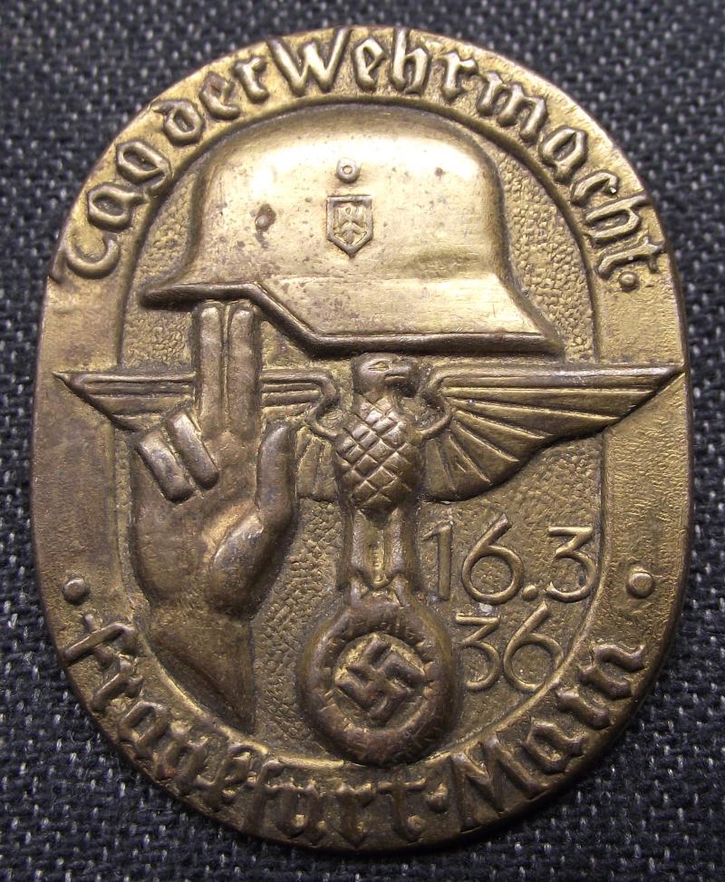 Tag Der Wehrmacht Badge/Tinnie. Frankfurt-Main, 1936.