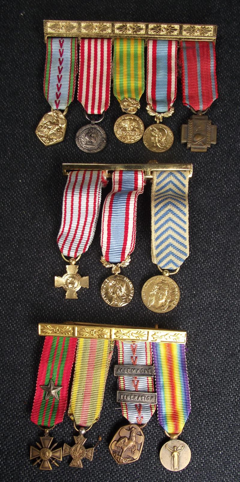 3 X French Miniature Medal Bars.