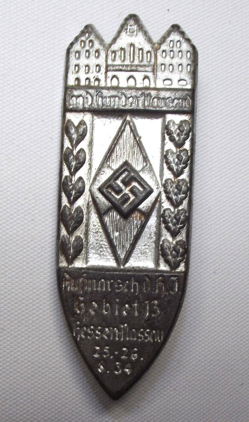 Hitler Youth Event Badge/Tinnie. Aufmarsch Gebiet 13. 1934.