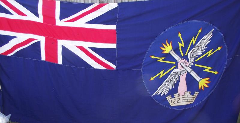 Huge Royal Engineers Blue Ensign. 49x109 inches.
