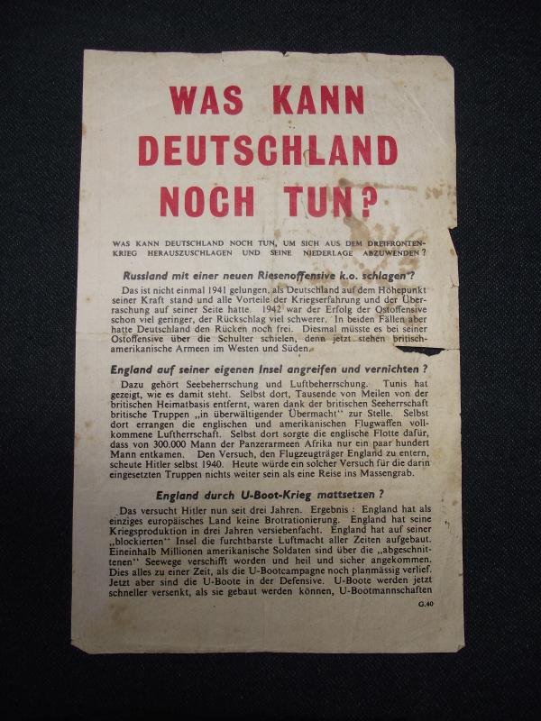 WW2 Allied Propaganda Drop Leaflet.