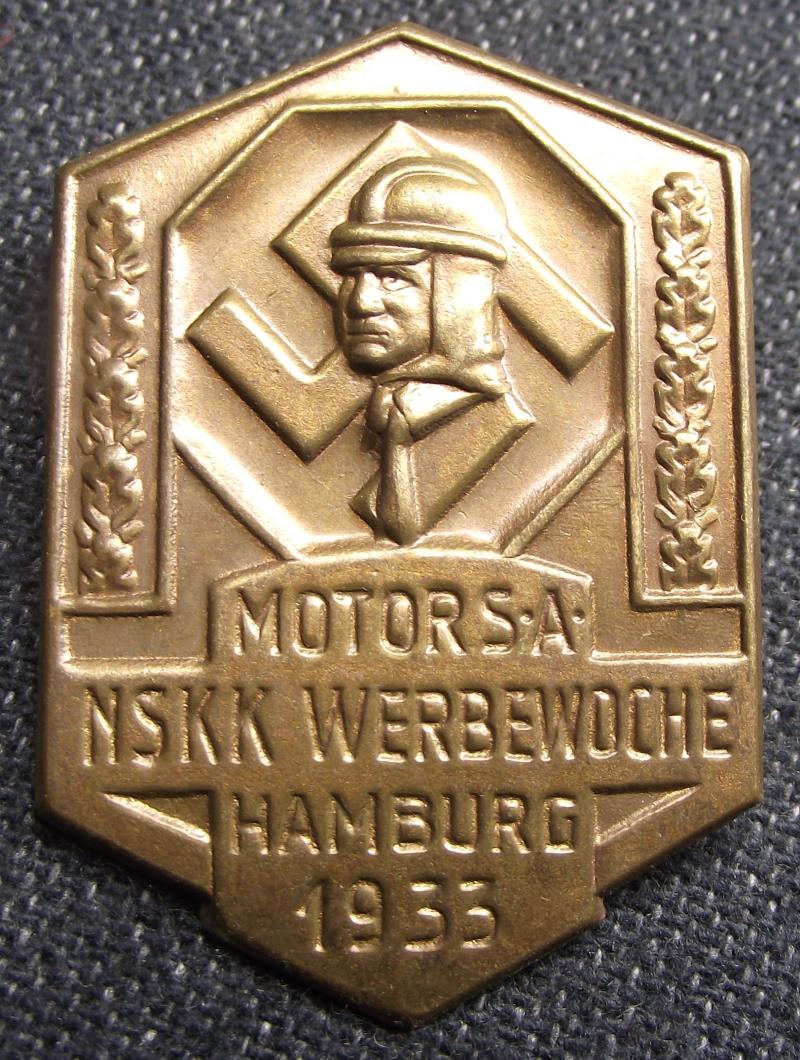 Motor SA/NSKK Event Badge/Tinnie. Hamburg, 1933.