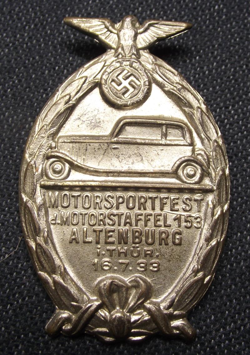 Motorstaffel 153 Event Badge/Tinnie. Motorsportsfest Altenburg, 1933.