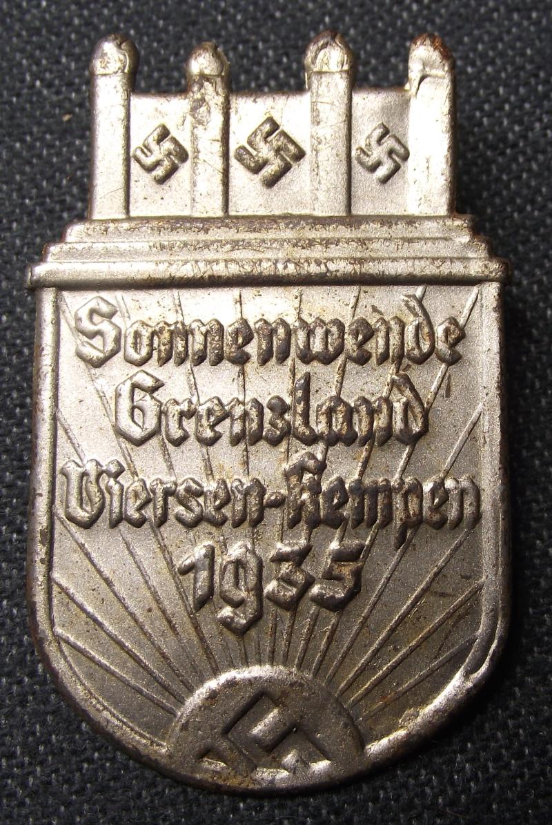 Sonnenwende Event Badge/Tinnie. Viersen-Kempen, 1935.