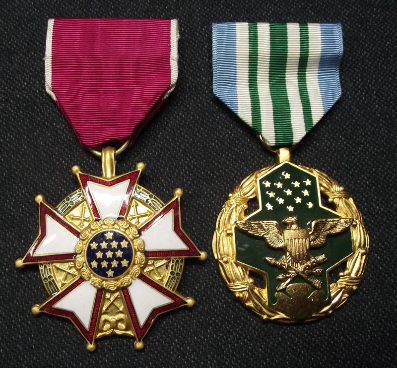 2 X U.S. Medals. Legion of Merit and Joint Service Commendation Medals.