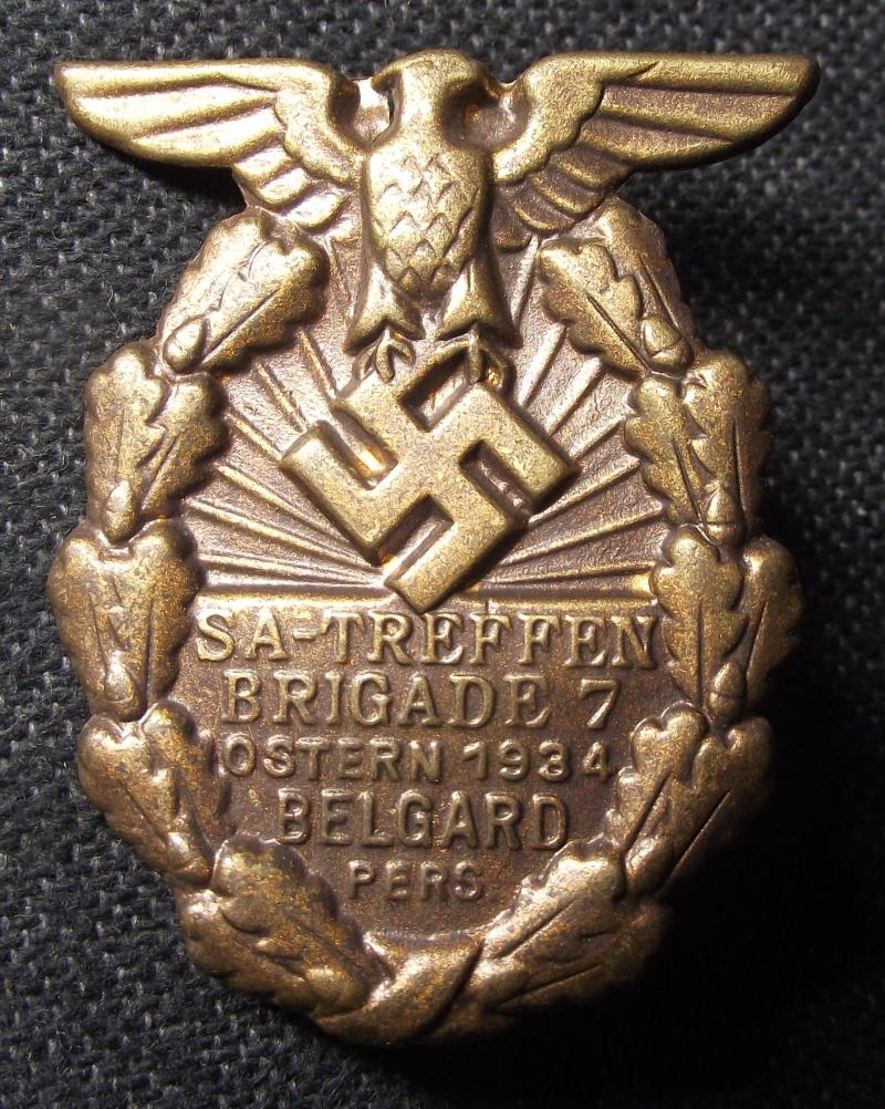 SA Event Badge/Tinnie. SA-Treffen Brigade 7. 1934.