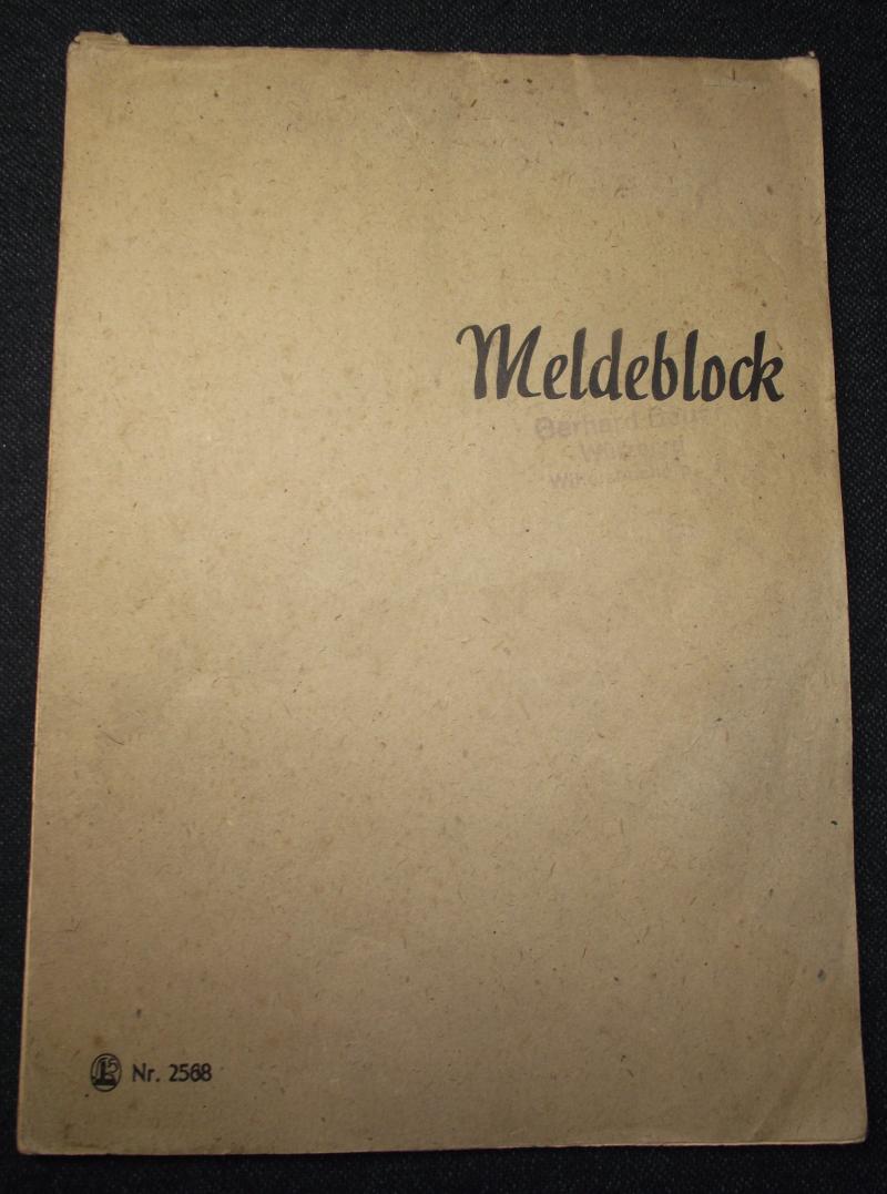 Scarce WW2 German Map Case Meldeblock Field Note Book.