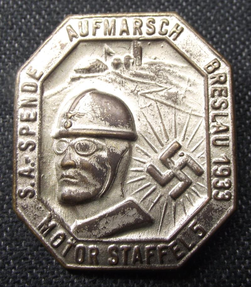 SA Event Badge/Tinnie. Motor Staffel 5, Breslau 1933.